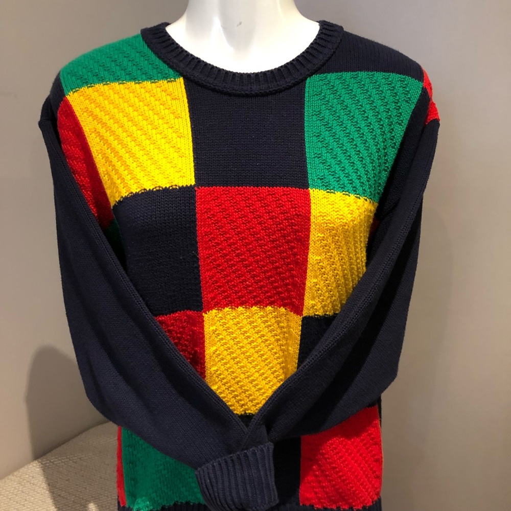 Vintage Women’s Liz & co. navy colour block sweater size xs but comfortable fit